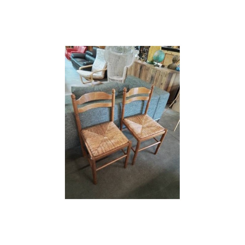 CHAISE BOIS CLAIR PAILLÉ 2 BARREAUX