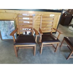 FAUTEUIL BOIS ASSISE CUIR CHOCOLAT