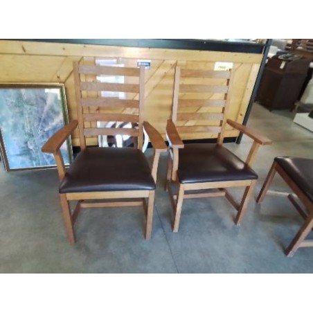 FAUTEUIL BOIS ASSISE CUIR CHOCOLAT
