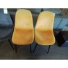 PAIRE DE CHAISES TISSU JAUNE PIÈTEMENT MÉTAL NOIR