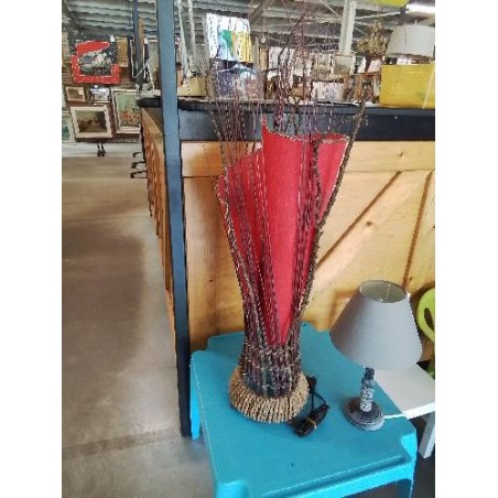 LAMPE VANNERIE ET PU ROUGE