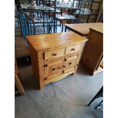 BUFFET PIN 2 PORTES AU COEUR 2 TIROIRS 