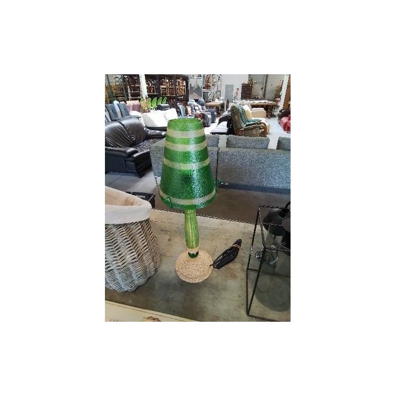 LAMPE COLONNE BOIS VERT ET CORDAGE AJ VERT