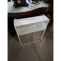 MEUBLE MURAL DE SALLE DE BAIN BOIS BLANC 2 PORTE MIROIR 