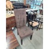 CHAISE PIÈTEMENT BOIS NOIR ASSISE TISSU MARRON