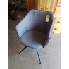 FAUTEUIL PU NOIR ET TISSU GRIS PIÈTEMENT METAL NOIR EN L\'ÉTAT 