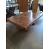 TABLE BASSE RECTANGULAIRE BOIS ET MÉTAL CHROMÉ PIÈTEMENT ART DÉCO 