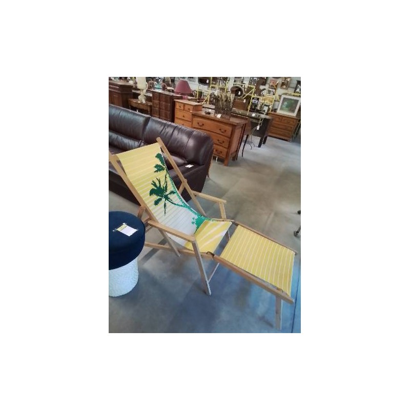 CHILIENNE BOIS CLAIR TISSU JAUNE