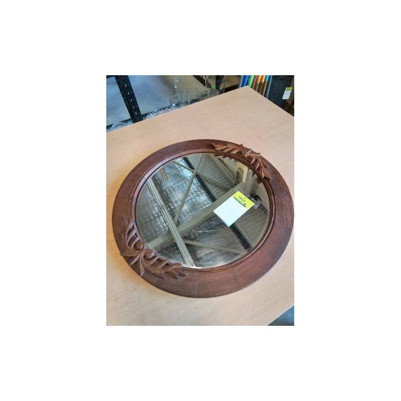 MIROIR ROND BOIS SCULPTÉ 