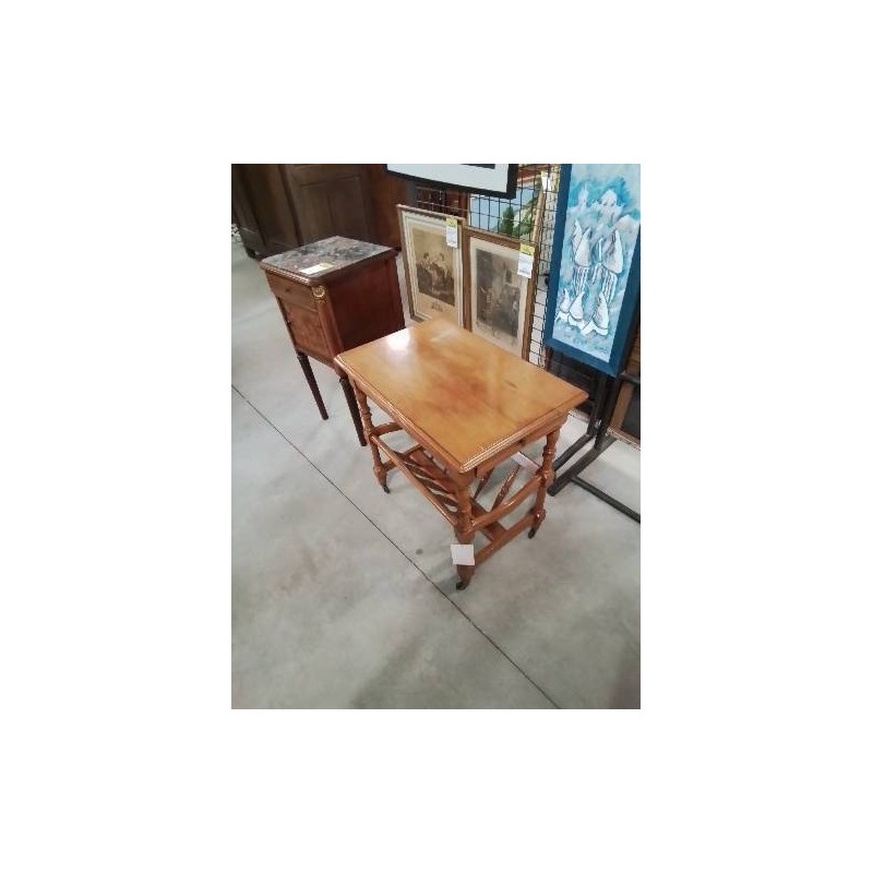 DESSERTE A ROULETTES PORTES REVUES 1 TIROIR BOIS CLAIR 