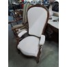VOLTAIRE ASSISE ET DOSSIER  TISSU ECRU STYLE RÉGENCE COQUILLE XIXE 