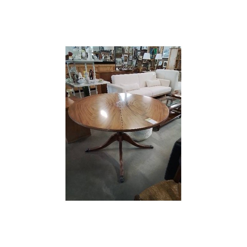 TABLE RONDE EXTENSIBLE BOIS PIEDS GRIFFUS 2 RALLONGES 50CM
