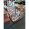 CHAISE BASSE BOIS CAPITONNÉ TISSU ECRU ROSE FIN XIXE
