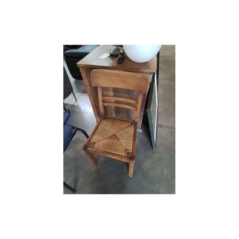 CHAISE ANNÉES 50’BOIS CLAIR ASSISE PAILLÉ 