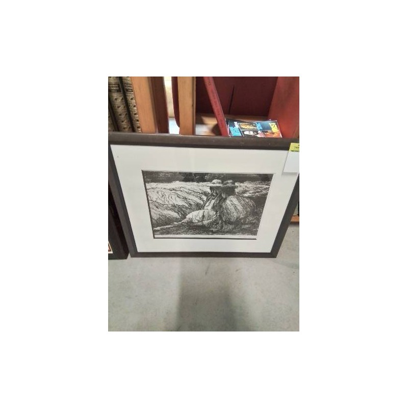 LITHOGRAPHIE CONTRESIGNÉE LA HALTE DANS LA CLAIRIÈRE JEAN MARE