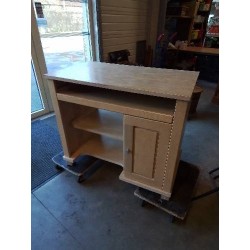 BUREAU INFORMATIQUE BOIS CLAIR MOULURÉ 1 PORTE 