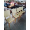 5 CHAISE BOIS CLAIR ASSISE ET DOSSIER CAPITONNÉ SKAÏ VERT ANNÉES 50