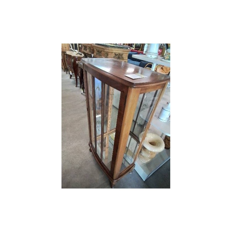 VITRINE ANGLAISE BOIS CLAIR 1 PORTE GRAVÉ