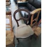 CHAISE NAPOLÉON III ACAJOU ASSISE CAPITONNÉE TISSU TAUPE