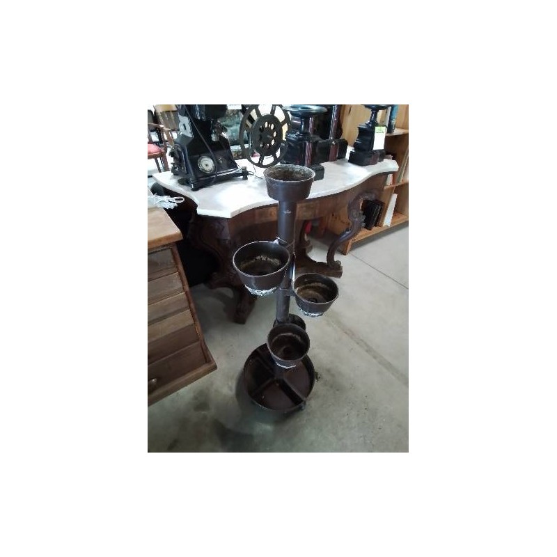 PORTE PLANTE A ROULETTES RESINE MARRON SIMO ITALY 5 POTS ANNÉES 70