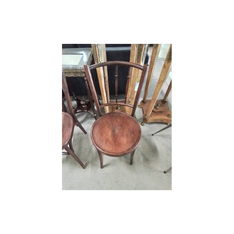 CHAISE BISTROT BOIS BOIS COURBÉ DOSSIER 3 BARREAUX ANNÉES 50