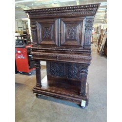 CREDENCE SCULPTEE  2 PORTES 1 TIROIR FIN XIXE 