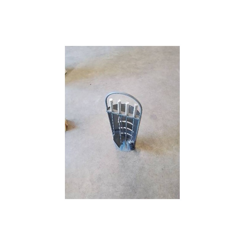 SERVITEUR DE CHEMINÉE MÉTAL GRIS 5 PIÈCES 