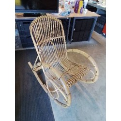 ROCKING CHAIR ROTIN ET VANNERIE ANNÉES 60