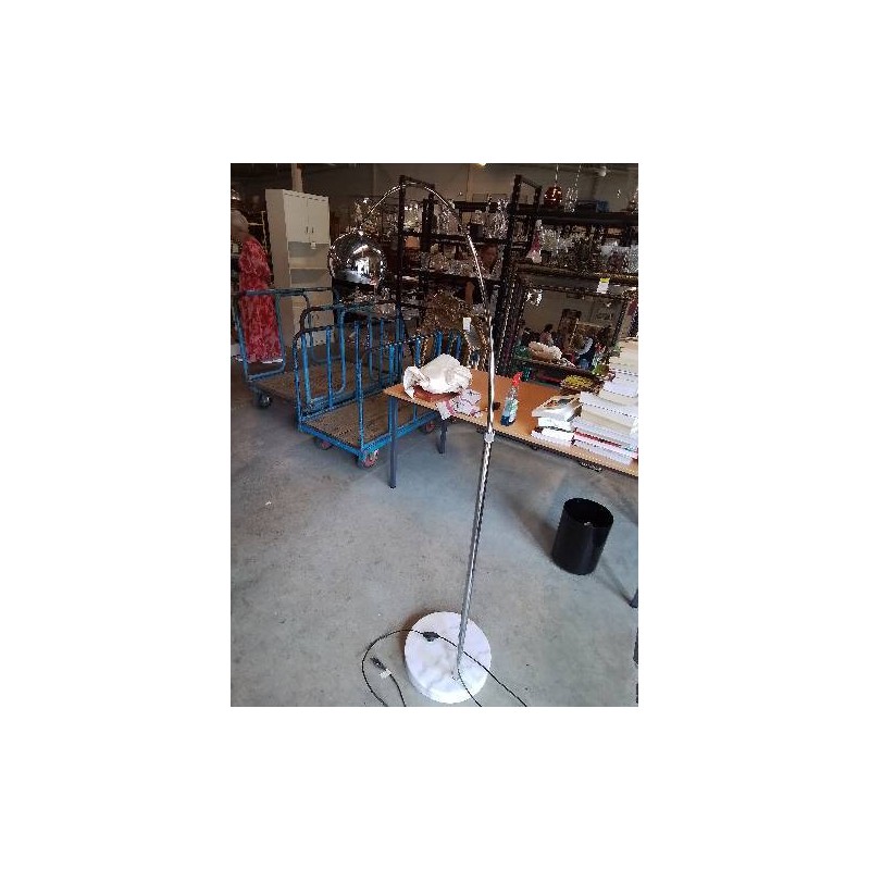 LAMPADAIRE ARC MÉTAL CHROMÉ SOCLE MARBRE BLANC