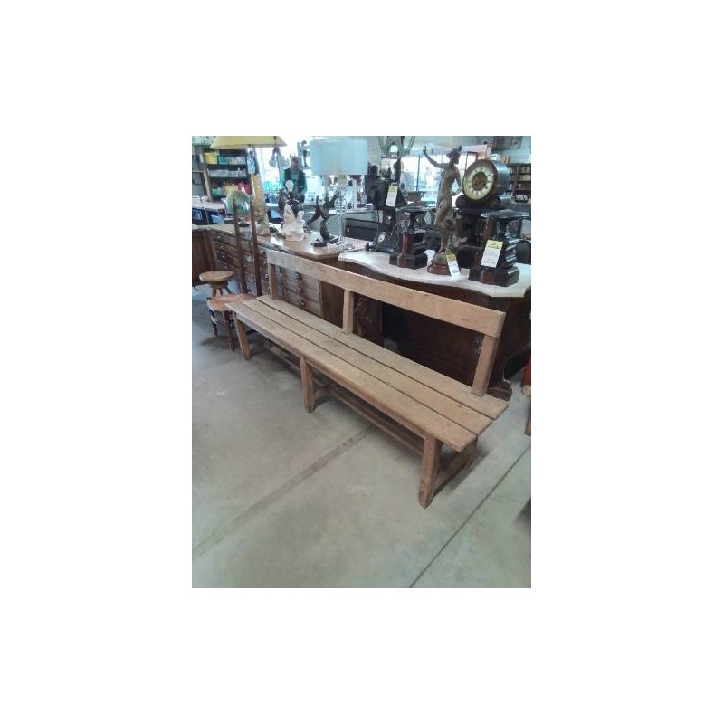 BANC BOIS A ENTRETOISE ET DOSSIER DÉBUT XXE 200CM