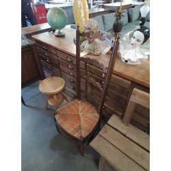 CHAISE DE NOURRICE BOIS PAILLE BICOLORE DOSSIER A TOUPIES 