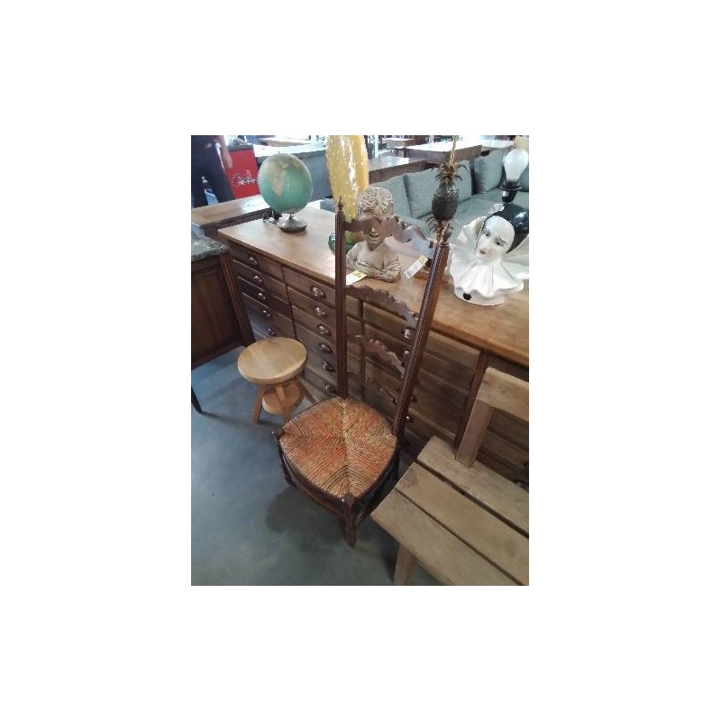 CHAISE DE NOURRICE BOIS PAILLE BICOLORE DOSSIER A TOUPIES 