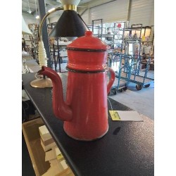 CAFETIÈRE TOLE ÉMAILLÉE ROUGE ANNÉES 50