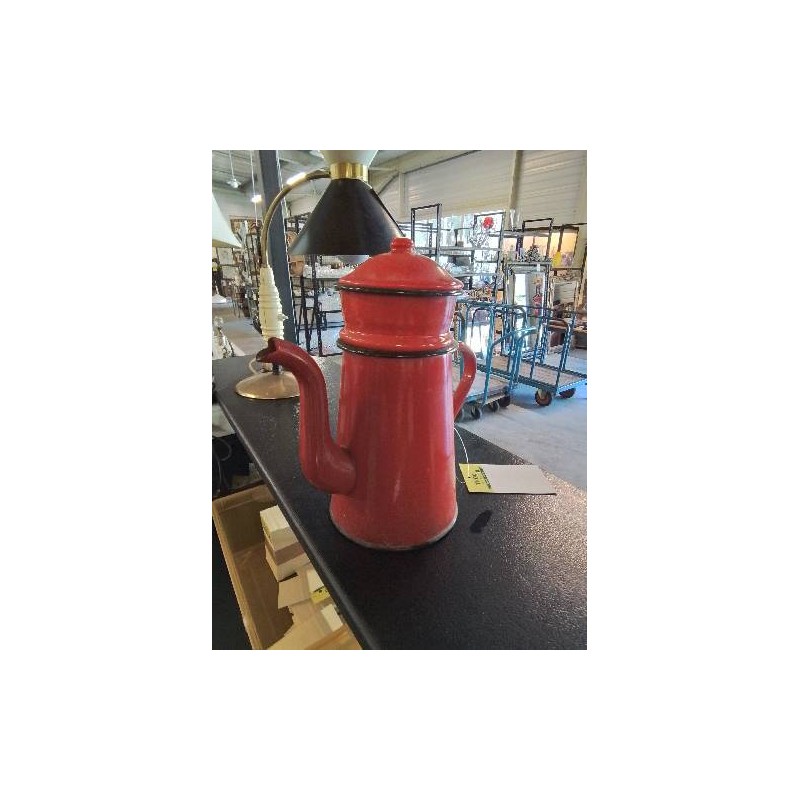 CAFETIÈRE TOLE ÉMAILLÉE ROUGE ANNÉES 50