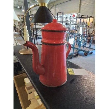 CAFETIÈRE TOLE ÉMAILLÉE ROUGE ANNÉES 50