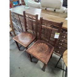 PAIRE DE CHAISES  BISTROT BOIS ASSISE GRAVÉE DÉBUT XXE 