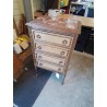 COMMODE SAUTEUSE BOIS DESSUS MARBRE ROUGE VEINÉ 4 TIROIRS STYLE LOUIS XVI FIN XIXE