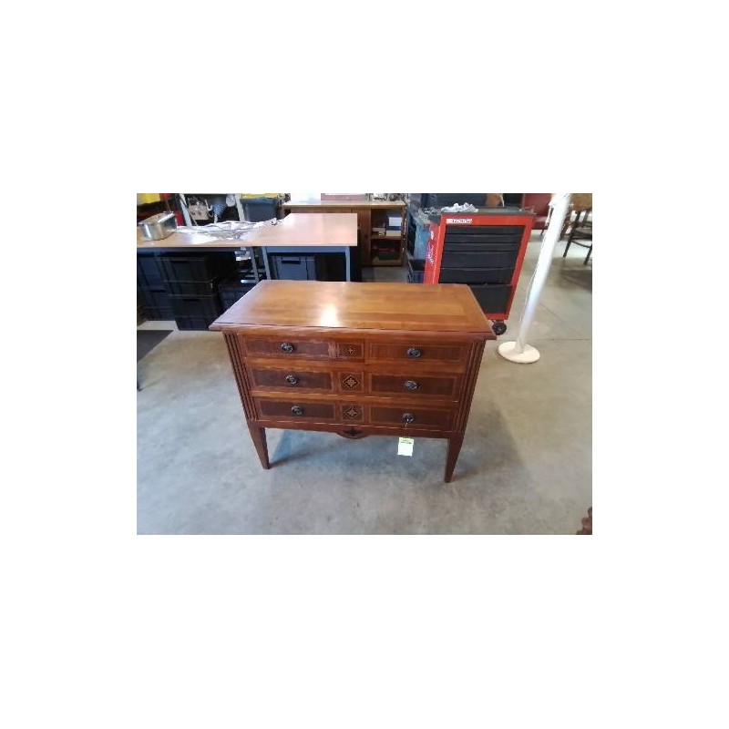 COMMODE 4 TIROIRS BOIS MARQUETÉ STYLE LOUIS XVI 