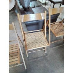 CHAISE PLIANTE BOIS CLAIR ASSISE CANNÉE HABITAT ANNÉES 80