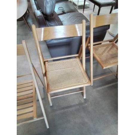 CHAISE PLIANTE BOIS CLAIR ASSISE CANNÉE HABITAT ANNÉES 80