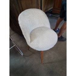 CHAISE MOUMOUTE PIÈTEMENT BOIS CLAIR ANNÉES 50