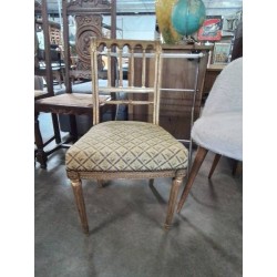 CHAISE BOIS DORÉ ASSISE TISSU STYLE LOUIS XVI