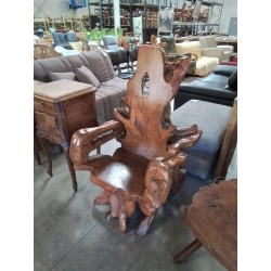 FAUTEUIL TECK SCULPTÉ 