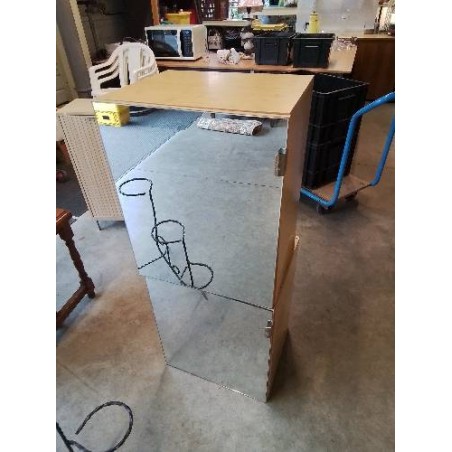 ÉLÉMENT MURAL 1 PORTE MIROIR BOIS CLAIR 