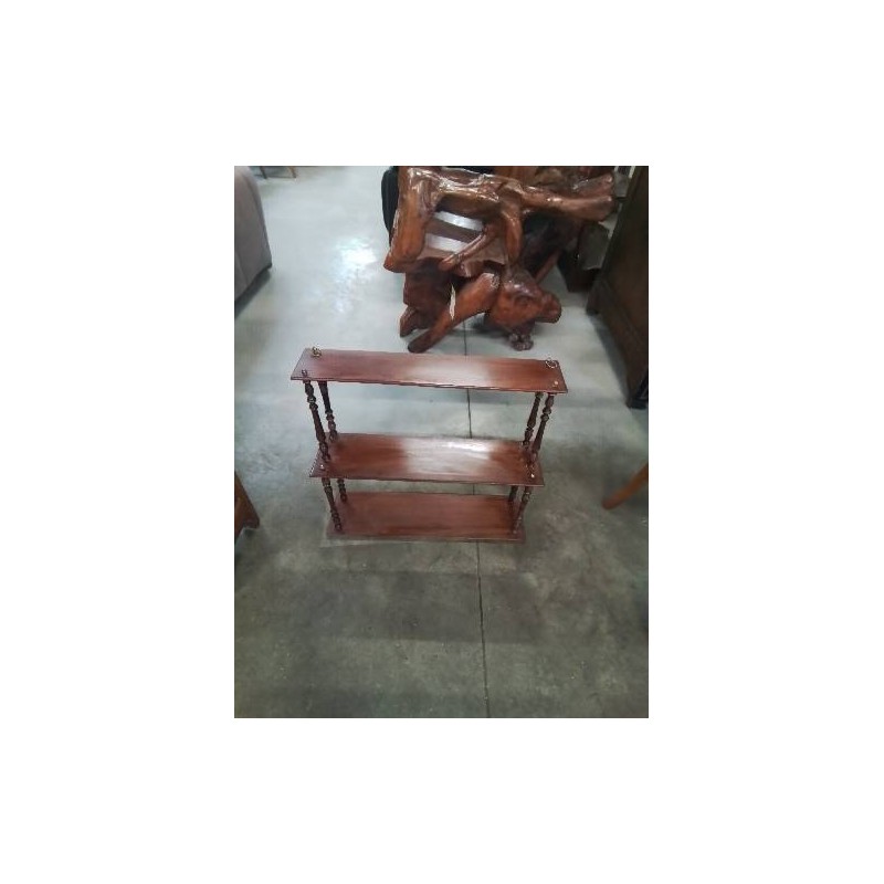 ÉTAGÈRE MURALE A COLONNES 3 TABLETTES BOIS FIN XIXE