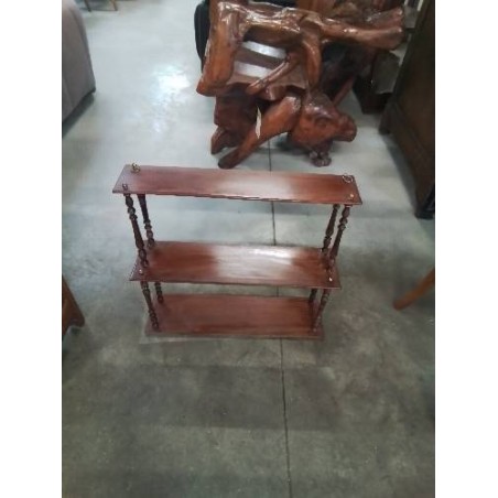 ÉTAGÈRE MURALE A COLONNES 3 TABLETTES BOIS FIN XIXE
