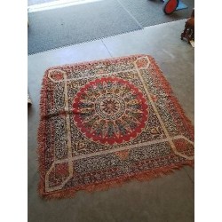 TAPIS CARRÉ MAINE FAIT MAIN ORANGÉ 