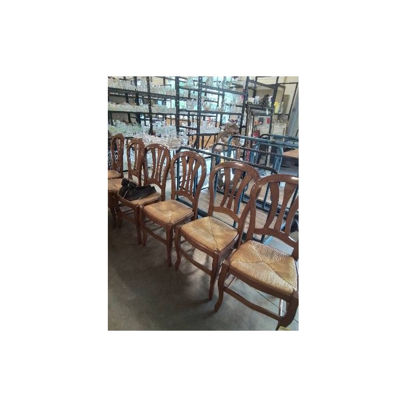 6 CHAISE BOIS CLAIR PAILLÉ ASSISE CINTRÉE 3 BARREAUX 
