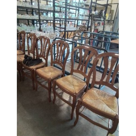 6 CHAISE BOIS CLAIR PAILLÉ ASSISE CINTRÉE 3 BARREAUX 