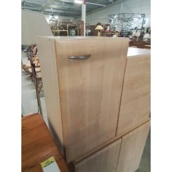 ÉLÉMENT MURAL BOIS CLAIR 1 PORTE POIGNÉE MÉTAL CHROMÉ 